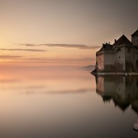 Beautiful Castle on the Water at Sunset