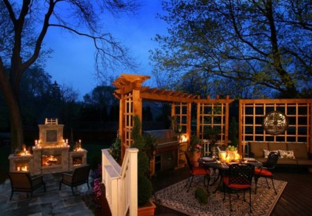 Let*s Party - terrace, beautiful, architecture, fireplace, party