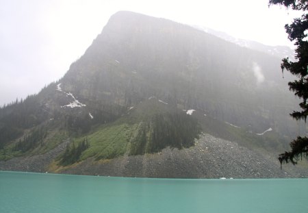 Blue Lake at Banff Alberta - lake, mountains, photography, trees, green