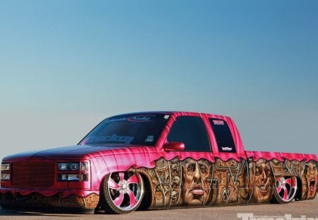 Rehabilitated - lowered, truck, pink, custom