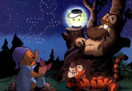 Whinnie the Pooh - bear, owl, tiger, stars