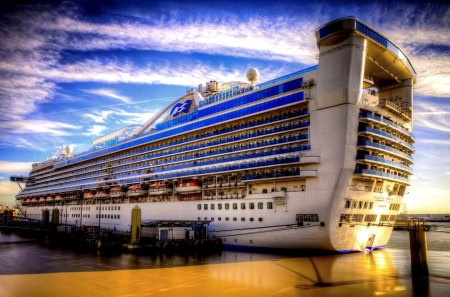 CARIBBEAN PRINCESS - caribbean, clouds, cruise ship, ship, princess