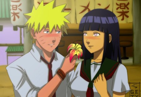 commission - flower, hinata, naruhina, naruto