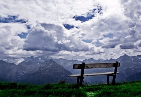 Place For A Break - bench, place, mountain, break