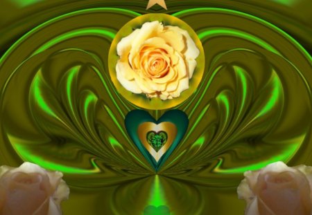 Finding Your Green Heart - abstract, eye candy, collage, 3d, fractal