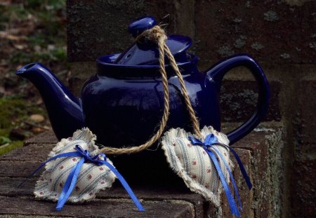 Kettle - nice, love, heart, still life, hearts, cool, blue, beautiful, romance, kettle, harmony