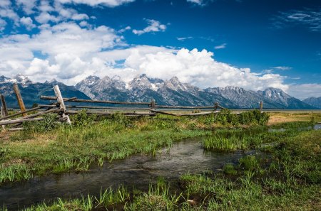 Golden Teton Mountains - river, golden, mountains, teton