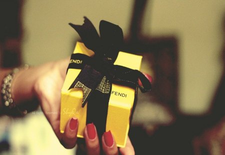 Yellow Gift - love, gift, for you, small, yeallow and black, fendi