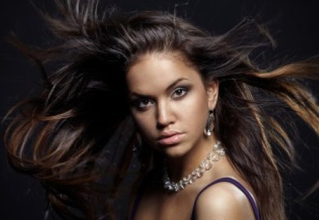 Sensual Look - sensual, brown, earrings, girl, eyes, beauty, hair, lips, necklace, face