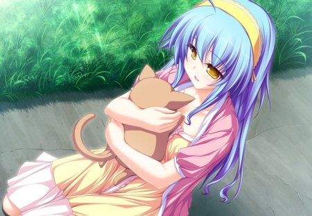 Hiiragi Tsukino - anime, anime girl, suzukaze no melt, cat, kitty, hiiragi tsukino