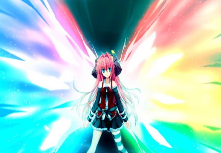 Coforful Angel Wings!!!! :) - girl, anime, colorful, wings, momiji, cute, satomura, fortissimo