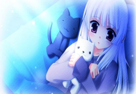 Little Sayuki In The Bed!!! :) - bed, girl, sayuki, night, kittys, fortissimo, anime, kurobane, moonlight, cute