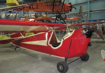 Airplane at the Museum in Alberta 02 - airplane, black, Airfields, beige, red, wheels