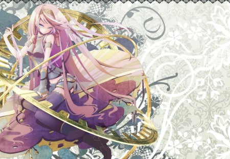 Megurine Luka - pink, vocaloid, hot, anime, abstract, girl, babe, megurine, luka, sexy, hair, music