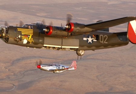 B 24 liberator and P 51 mustang - fighter, bomber, panes, wii