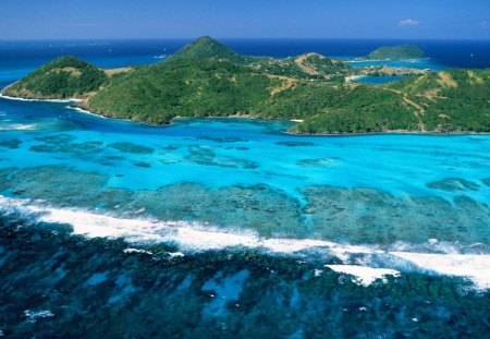 canouan island lesser antilles - island, sea, trees, reef