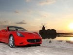 ferrari at the salt pools in sicily