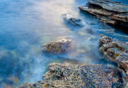 beautiful rocks on shore - sea, colors, shore, rocks