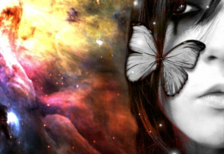 Anna - butterfly, abstract, black n white, space