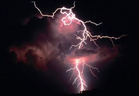 PINK ELECTRICAL - night time, clouds, storms, electricity, lightning, sky