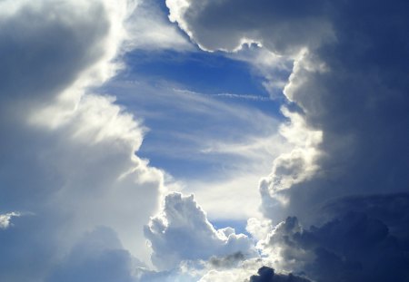 clouds in a blue sky - sky, sun, clouds, blue