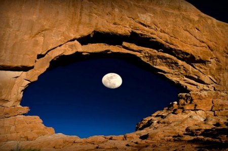 moon rise - rock, blue, canyon, sky