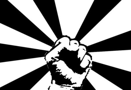 Rebel's Fist - abstract, black, white, hand, rebel, fist, vector, simple