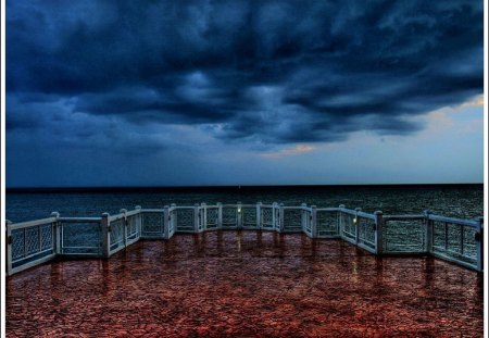 the balcony - dark, clouds, balcony