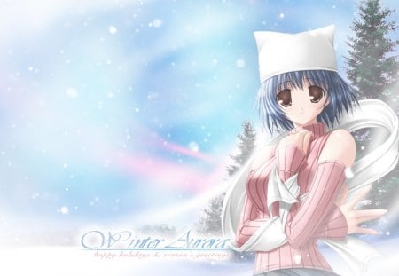 Winter aurora - shigure, anime, winter, snow