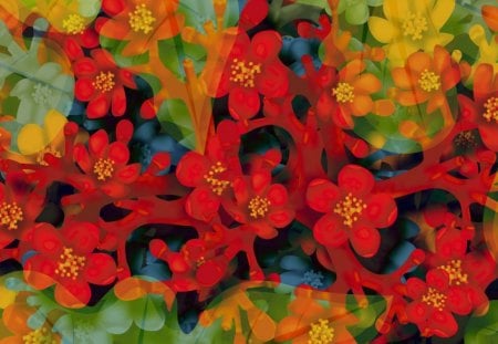 Cheerfulness - flowers, 3d, art