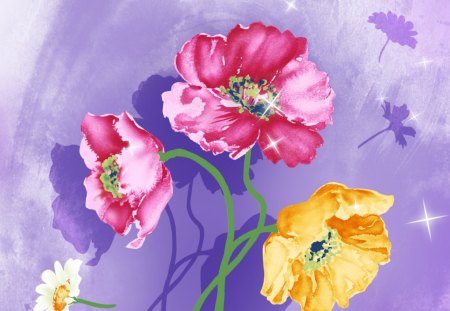 Colourful Poppy - flowers, poppy, art