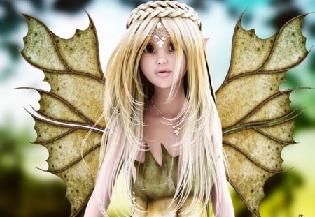 Nadie - winged, wings, blond, fairy, faerie