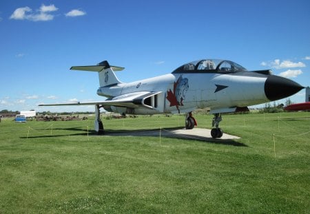 Military Airplane at the museum Alberta 26 - red, silver, black, blue, white, sky, airplane, clouds, military