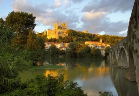 Saint Nazaire - trees, water, reflection, lights