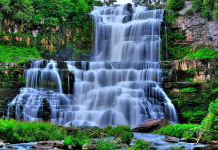 The  Perfect Waterfall - nature, perfect, forest, waterfall