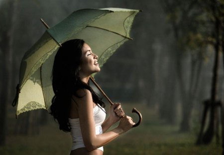 sun and rain - girl, umbrella, joy, sun, laughter