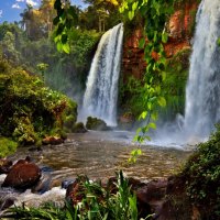 Etude with two waterfalls