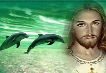 meditation - meditation, jesus, dolphins, the ocean, reflection, the lord