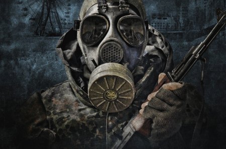 postapocalyptic - camouflage, artwork, masks, gas, postapocalyptic, military