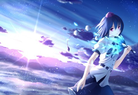 Shameimaru Aya - shameimaru aya, short hair, anime, girl, sky