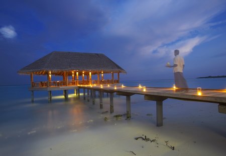 Beautiful Place - sky, ocean, romantic, beautiful, blue, place, dinner