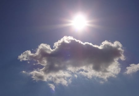 Single Cloud - cloud, blue sky, sun, sky