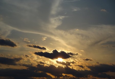 Evening Sky - sky, sunset, sun, clouds