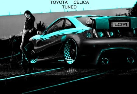 SWEET TOYOTA CELICA - girls, black  and white, cars, tuned cars, aliens, toyota celica