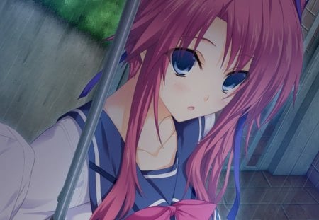 Yuuki Amagase - anime, anime school girl, anime girl, blue, yuuki amagase, lovely x cation, pink