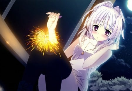 Sayuki Kurobane - white, anime, anime girl, sayuki kurobane, sparkle, fortissimo