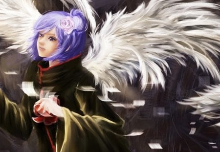 konan - girl, feather, paper, wings, anime, manga