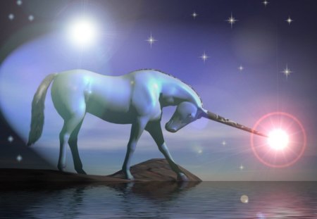 unicorn wallpaper - water, stars, lights, unicorn