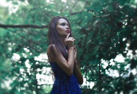 Girl In Blue - woman, girl, model, blue