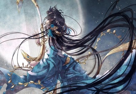 RG Veda - moon, oriental, fantasy, anime, girl, long hair